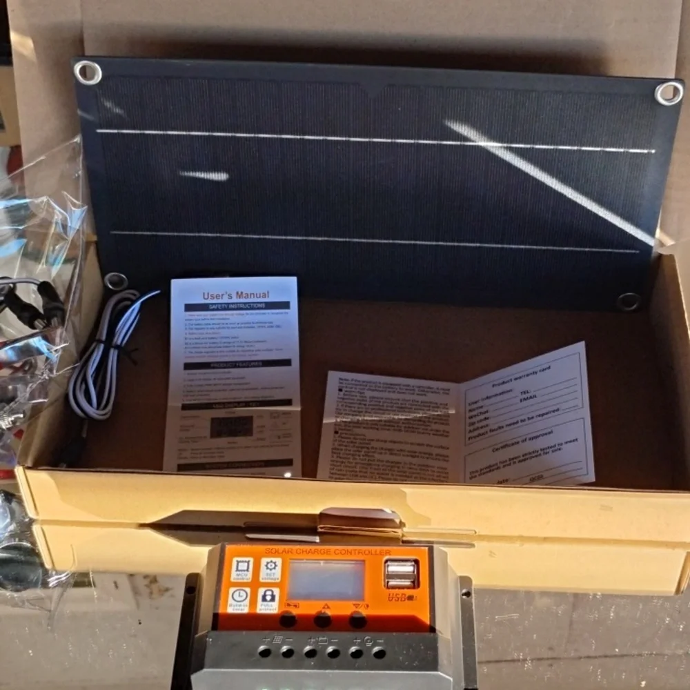 Solar Charge Controller with Solar Panel USB Ports - Orange-NEW